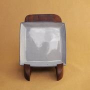 Quad ceramic Starter Plate / ceramic Snack Plate  - Floating Blue